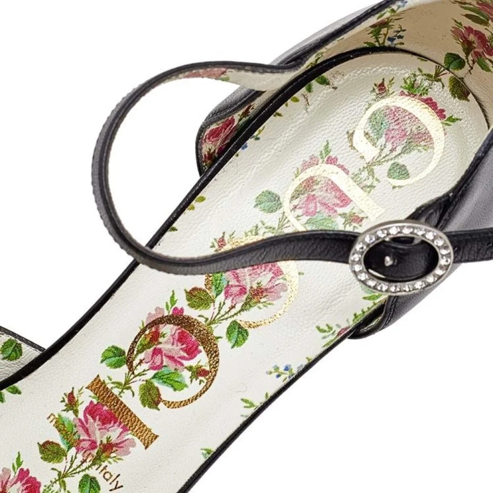 GUCCI Black Leather Agon Mary Jane Platform Pumps 37 - Picture 5 of 8